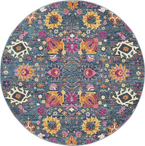 Nourison Home Passion Denim 5' x Round Area Rug - Easy Clean, Non Shedding, Bed Room, Living Room, Dining Room, Kitchen (5' x Round) - Image 3