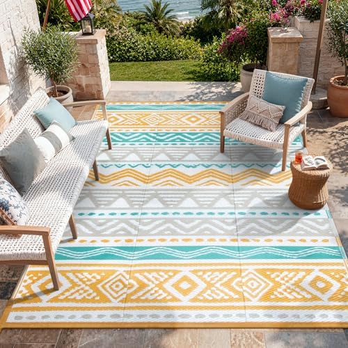 Lahome Outdoor Rugs 8x10 Waterproof, Reversible Outdoor Plastic Straw Rug by Lahome