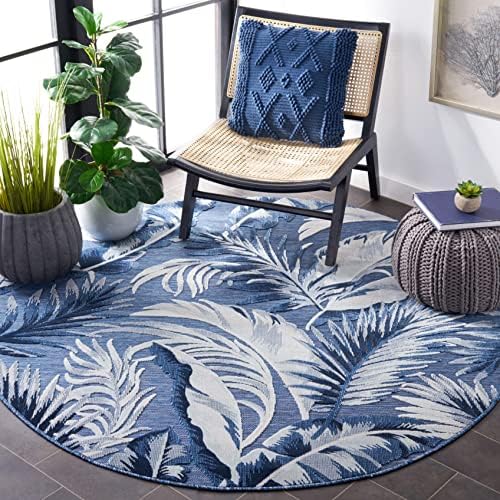 SAFAVIEH Washable Rug Outdoor Cabana Collection - 6'5" Round, Black & Grey, Non-Shedding & Easy to Clean, Ideal for Patio, Backyard, Mudroom (CBN452H) - Image 7