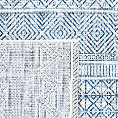 SAFAVIEH Washable Rug Outdoor Courtyard Collection - 2'3" x 12' Runner, Ivory & Navy, Non-Shedding & Easy Cleaning, Ideal for Patio, Entryway, Mudroom, Hallway, Kitchen (CY8196-53412) - Image 3