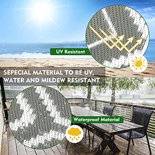 fifame 9x18 Outdoor Rug, Plastic Woven Patio Mat, Waterproof RV Camping Rug - Image 7
