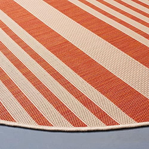 SAFAVIEH Washable Rug Outdoor Courtyard Collection - 5'3" Round, Terracotta & Beige, Non-Shedding & Easy Cleaning, Ideal for Patio, Backyard, Mudroom (CY6062-241) - Image 5