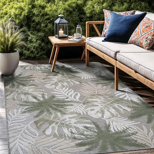 Luul Home Floral Indoor Outdoor Rugs 8x10 Large Area Rug for Living Room, Patio Decor, Kitchen, and Entryway Rug, Washable Stain Resistant Outside Carpet Green 8 x 10 by Unknown