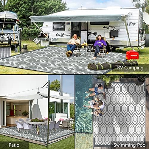 10x14 Outdoor Rug, Plastic Woven Patio Mat, Waterproof RV Camping Rug - Image 4