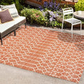 Eyely Moroccan Textured Weave Area Rug 3X5 Orange/Cream, Indoor Outdoor Rug by eyely