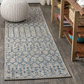 Eyely Moroccan Woven Runner Rug 2X10 Light Gray/Navy, Indoor Outdoor Rug by eyely