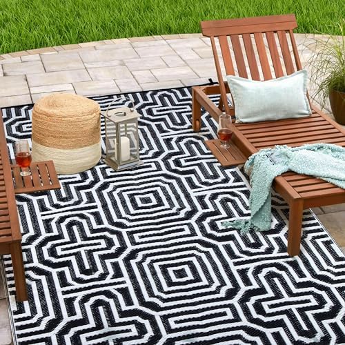 Plastic Straw Rug, Waterproof Outdoor Rug, Reversible Plastic Camping RV Rug, Large Floor Mat and Area Rug for Camping, Patio, Backyard, Deck, Picnic, Beach (P, 9 * 12) - Image 5