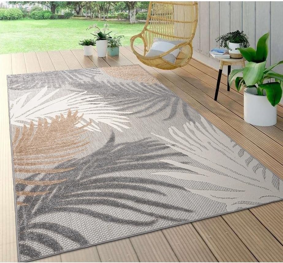 Rugshop Lucca Contemporary Floral Indoor/Outdoor Area Rug 5' x 7' Gray - Image 3