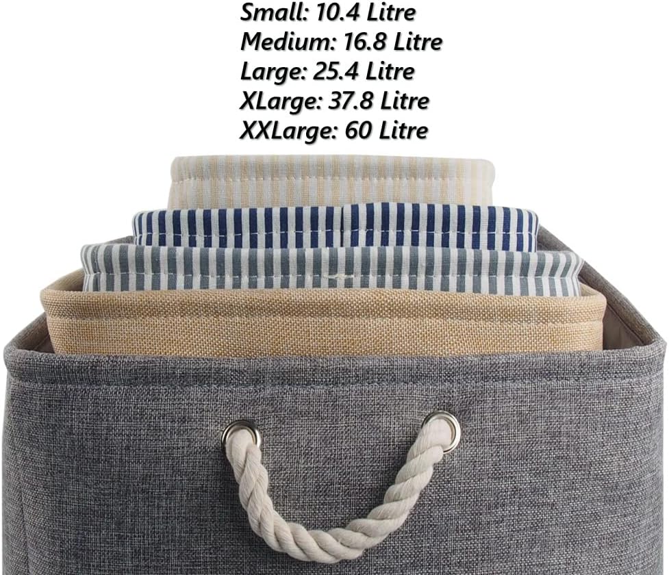 Mangata Foldable Storage Boxes, Fabric Storage Baskets for School/Home/Closet/Office, Pack of 3 (Grey, Medium) - Image 6