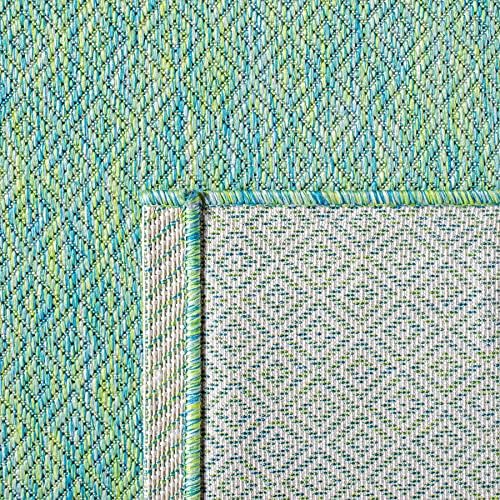 SAFAVIEH Washable Rug Outdoor Courtyard Collection - 5'3" Square, Green & Blue, Non-Shedding & Easy Cleaning, Ideal for Patio, Backyard, Mudroom (CY8521-55722) - Image 5