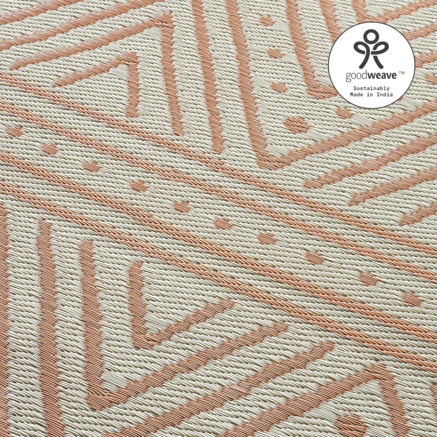 Fab Habitat Chevron Outdoor Rug - Waterproof, Fade Resistant, Crease-Free - Premium Recycled Plastic - Striped - Patio, Porch, Deck, Balcony - Patan - Coral - 5 x 8 ft - Image 6